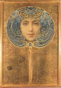 Louis Welden Hawkins Mask,Symbolist portrait in the form of a fan (mk19) china oil painting reproduction